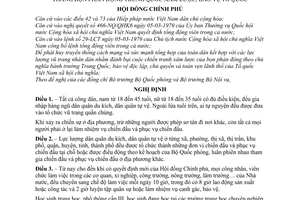 Nghị định 83-CP thực hiện quân sự hoá toàn dân, vũ trang toàn dân để đánh thắng bọn phản động Trung Quốc xâm lược, bảo vệ Tổ quốc