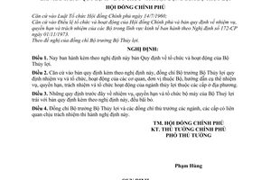 Nghị định 88-CP bản Quy định về tổ chức và hoạt động của Bộ Thủy lợi