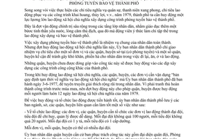 Thông báo 49/TB-UB huy động lao động xây dựng công trình phòng tuyến bảo vệ thành phố