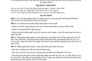 Quyết định 121-CP chính sách đối với  người Việt Nam xin ra nước ngoài làm ăn sinh sống