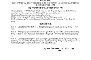 Quyết định 1127-QĐ/TC hệ thống tổ chức quản lý ngành giao thông đường bộ Việt Nam