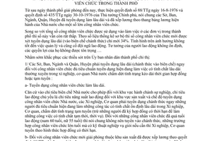 Chỉ thị 63/CT-UB tuyển dụng thực hiện chế độ đãi ngộ công nhân viên chức thành phố