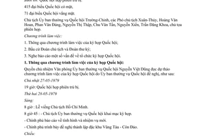 Biên bản tóm tắt chương trình làm việc Quốc hội  khóa VI, kỳ họp V