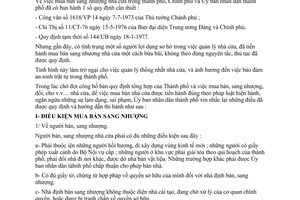 Chỉ thị 70/CT-UB mua bán, sang nhượng nhà cửa thành phố Hồ Chí Minh