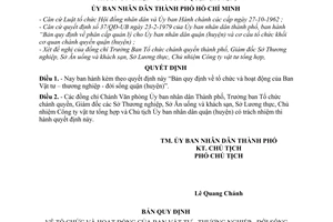 Quyết định 176/QĐ-UB  Bản quy định  tổ chức và hoạt động của Ban Vật tư – thương nghiệp - đời sống