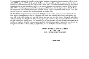 Công văn 1130/UB quản lý, tháo gỡ, di chuyển máy móc, thiết bị