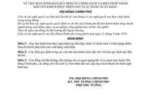 Nghị định 227-CP bản quy định về chính sách và biện pháp nhằm khuyến khích phát triể sản xuất hàng xuất khẩu