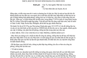 Chỉ thị 33/UB-CT năm 1979 phòng chống bão lụt bảo vệ sản xuất tài sản sinh mạng nhân dân Bến Tre