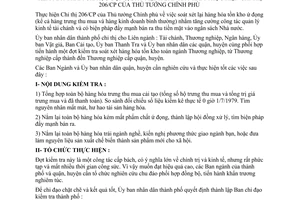 Chỉ thị 104/CT-UB  thành lập Ban chỉ đạo kiểm tra soát xét lại hàng hóa tồn kho kém mất phẩm chất ứ đọng đẩy mạnh bán ra