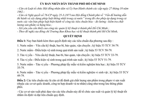 Quyết định 1488/QĐ-UB  tiêu chuẩn địa phương về nước mắm, tàu vị yểu