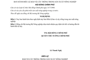 Nghị định 344-CP điều lệ bảo vệ cây trồng sản xuất Nông nghiệp