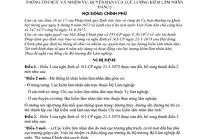 Nghị định 368-CP quy định hệ thống tổ chức và nhiệm vụ, quyền hạn của lực lượng kiểm lâm nhân dân