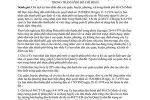 Thông báo 208/TB-UB quản lý, phân phối, sử dụng nhà cửa quận, huyện trong thành phố Hồ Chí Minh