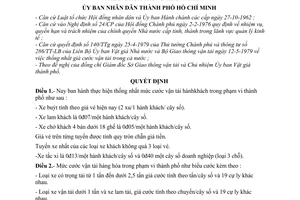 Quyết định 1737/QĐ-UB thực hiện thống nhất giá cước vận tải hành khách  hàng hóa trong thành phố