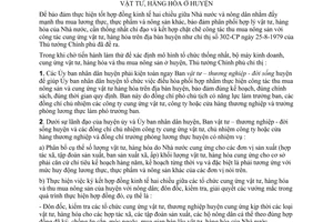 Chỉ thị 344-TTg tăng cường chỉ đạo công tác thu mua nông sản cung ứng vật tư, hàng hóa huyện