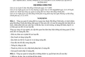 Nghị định 404-CP quy định chức năng, nhiệm vụ và tổ chức của Tổng cục quản lý ruộng đất