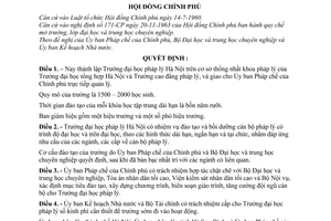 Quyết định 405-CP thành lập Trường đại học pháp lý Hà Nội