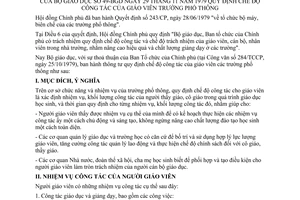 Thông tư 49-BGD chế độ công tác giáo viên trường phổ thông