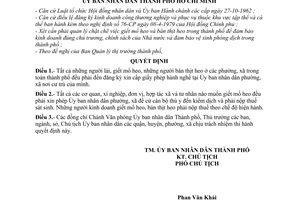 Quyết định 1858/QĐ-UB quản lý việc giết mổ heo và bán thịt heo trong thành phố