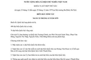 Biên bản tóm tắt chương trình làm việc Quốc hội khóa VI, kỳ họp 6