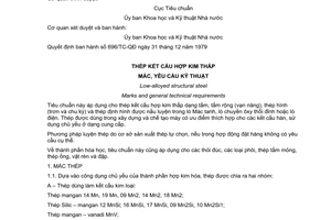Tiêu chuẩn Việt Nam TCVN 3104:1979 về Thép kết cấu hợp kim thấp - Mác, yêu cầu kỹ thuật