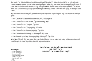 Chỉ thị 02/CT-UB tổ chức khai trình kinh doanh cấp giấy phép kinh doanh công thương nghiệp dịch vụ