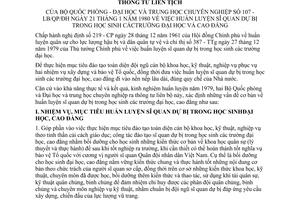 Thông tư liên bộ 107-LB/QĐ/ĐH huấn luyện sĩ quan dự bị trong học sinh trường đại học cao đẳng