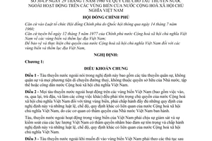 Nghị định 30-CP quy chế cho tàu thuyền nước ngoài hoạt động trên các vùng biển của nước Cộng hoà xã hội chủ nghĩa Việt Nam