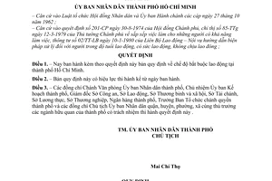 Quyết định 38/QĐ-UB chế độ bắt buộc lao động tại thành phố Hồ Chí Minh