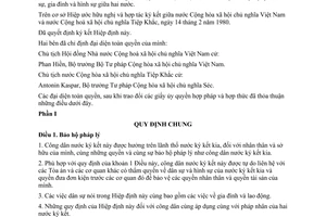 Hiệp định tương trợ tư pháp và pháp lý giữa Việt Nam Tiệp Khắc