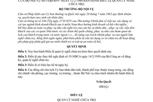 Quyết định 5-QĐ/BNV  Điều lệ quản lý nghề chứa trọ