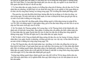 Chỉ thị 08/CT-UB tổ chức đồng bào sống ngoài lề đường ăn tết