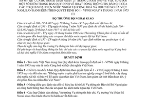 Quyết định 88-QĐ hoạt động thông tin báo chí các cơ quan đại diện nước ngoài sửa đổi Quyết định 1-VPNG