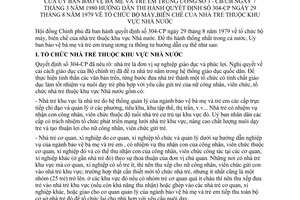 Thông tư 3-CB/UB tổ chức bộ máy biên chế nhà trẻ khu vực Nhà nước hướng dẫn Quyết định 304-CP