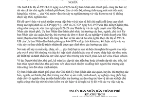 Chỉ thị 11/CT-UB kiểm tra xử lý vụ mất mát tài sản xã hội chủ nghĩa