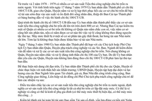 Chỉ thị 12/CT-UB nắm tình hình đưa vào sản xuất các cơ sở tiểu thủ công nghiệp vắng chủ