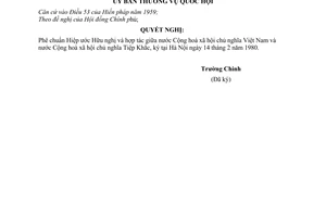 Nghị quyết 901-NQ/QHK6 phê chuẩn Hiệp ước hữu nghị và hợp tác giữa Việt nam và Tiệp khắc