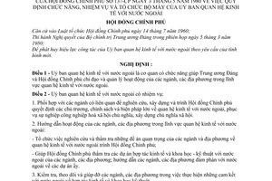 Nghị định 137-CP quy định chức năng, nhiệm vụ và tổ chức bộ máy của Uỷ ban quan hệ kinh tế với nước ngoài