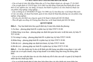 Quyết định 193/QĐ-UB 6 tiêu chuẩn địa phương vải sợi