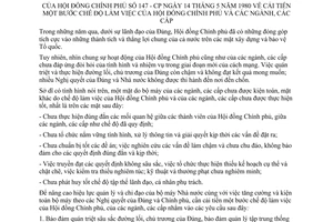 Nghị quyết 147-CP về việc cải tiến một bước chế độ làm việc của Hội đồng Chính phủ và các ngành, các cấp