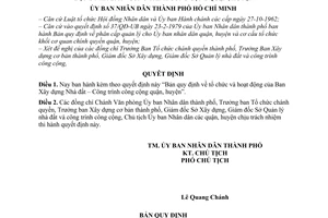 Quyết định 62/QĐ-UB  Bản quy định  tổ chức và hoạt động của Ban Xây dựng Nhà đất – Công trình công cộng quận, huyện