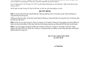 Quyết định 183-UB/QĐ năm 1980 bản quy định tạm thời về thu thuỷ lợi phí Bến Tre