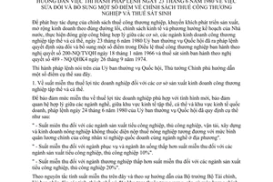 Chỉ thị 202-TTg chính sách thuế công thương nghiệp thuế sát sinh hướng dẫn thi hành Pháp lệnh ngày 23/6/1980