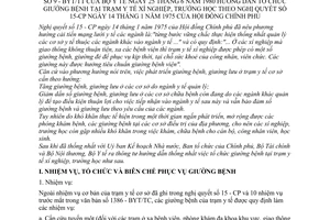 Thông tư 09-BYT/TT tổ chức giường bệnh trạm y tế xí nghiệp trường học hướng dẫn Nghị quyết 15-CP