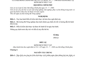 Nghị định 214-CP Điều lệ kiểm dịch thực vật