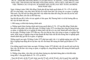 Thông tư 16-TBXH chế độ công nhân viên chức chế độ cũ làm việc cơ quan xí nghiệp Nhà nước nay hết tuổi lao động phải nghỉ việc