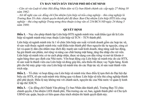 Quyết định 93/QĐ-UB thành lập Liên hiệp hợp tác xã ngành mành trúc xuất khẩu