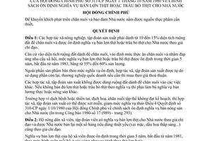 Quyết định 311-CP chính sách ổn định nghĩa vụ bán lợn thịt hoặc trâu bò thịt cho Nhà nước