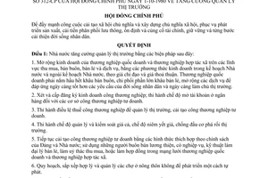 Quyết định 312-CP  tăng cường quản lý thị trường