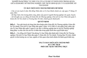 Quyết định 383/QĐ-UB bản thỏa thuận, phân công phân cấp ủy ban nhân dân quận 5 quản lý đơn vị thương nghiệp bán lẻ